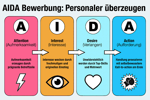 AIDA angewendet auf Bewerbungen (Quelle: https://www.pipedrive.com/de/blog/aida-modell)
